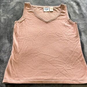 Women's tan sleeveless v neck